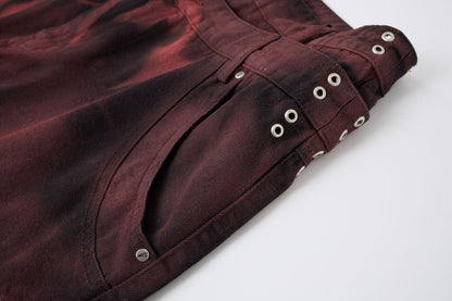 Washed Graffiti Dirty-Dye Denim Half Pants WN25741