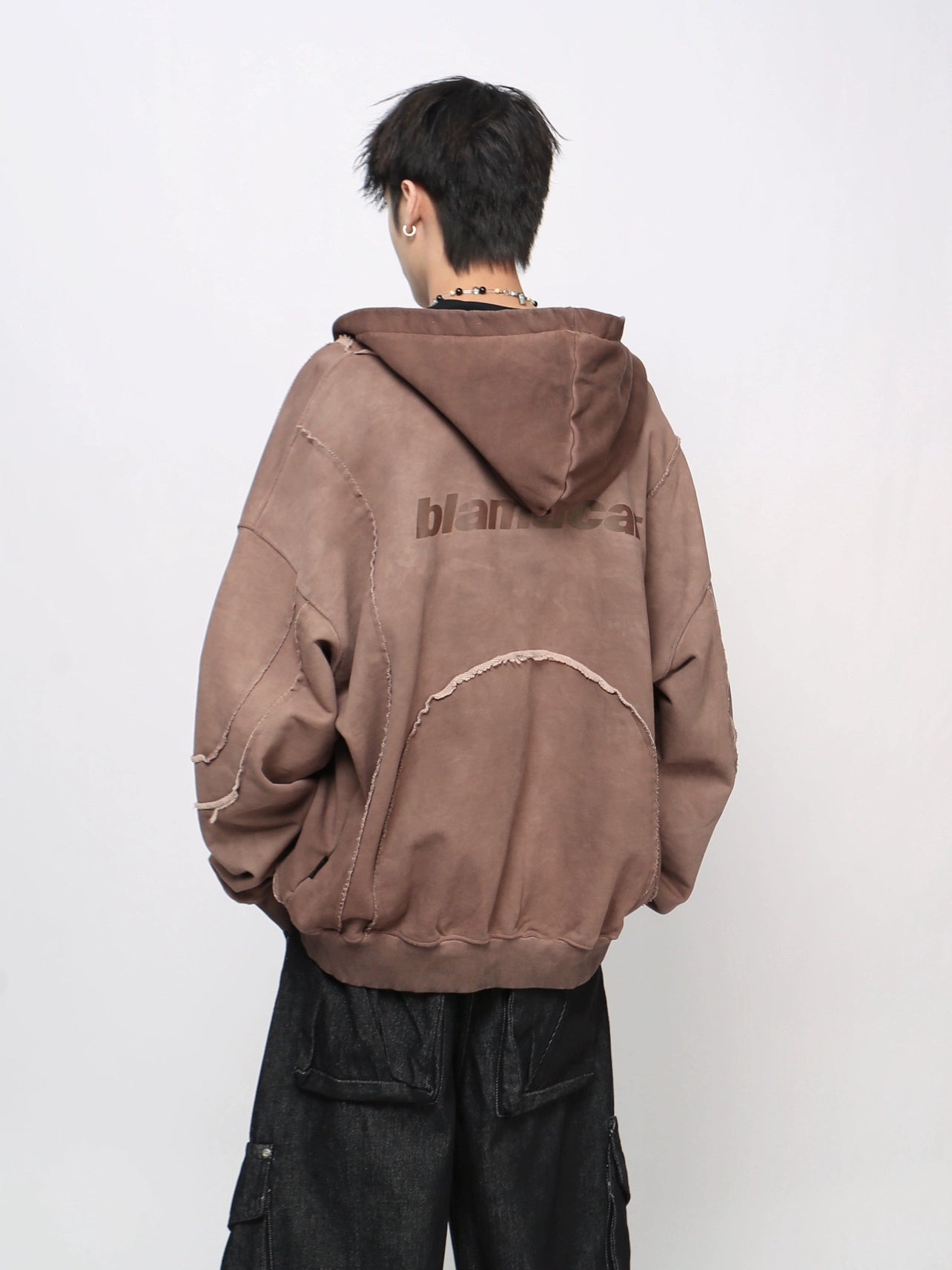 Heavyweight Cut Design Zipper Hoodie WN21038