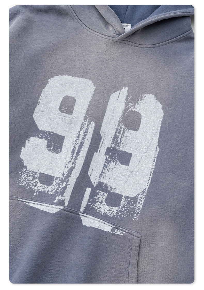 Water Washed Graffiti Print Hoodie WN7868