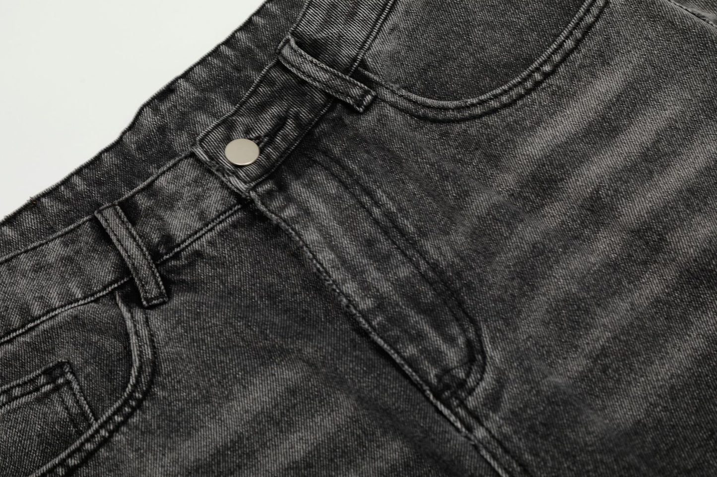 Washed Irregular Panel Wide Leg Denim Jeans WN25825