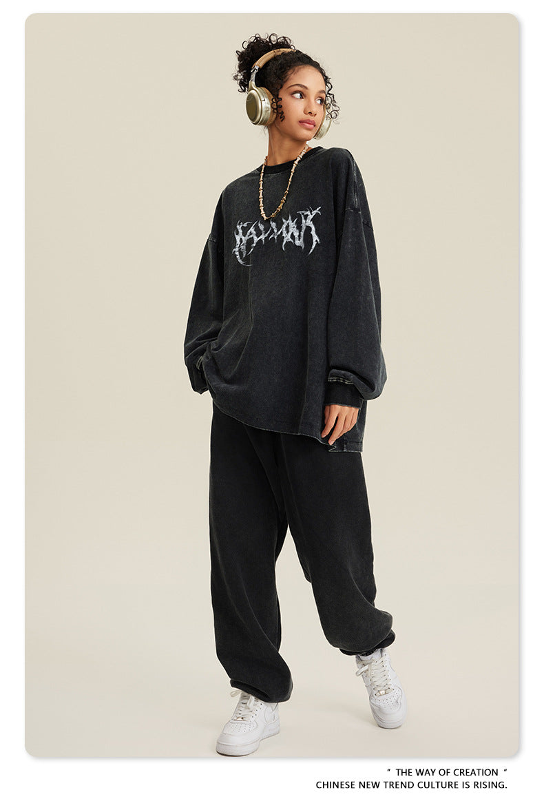 Water Washed Print Long Sleeve T-Shirt WN7883