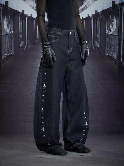 Heavy Craft Bead Curved Denim Jeans WN22854