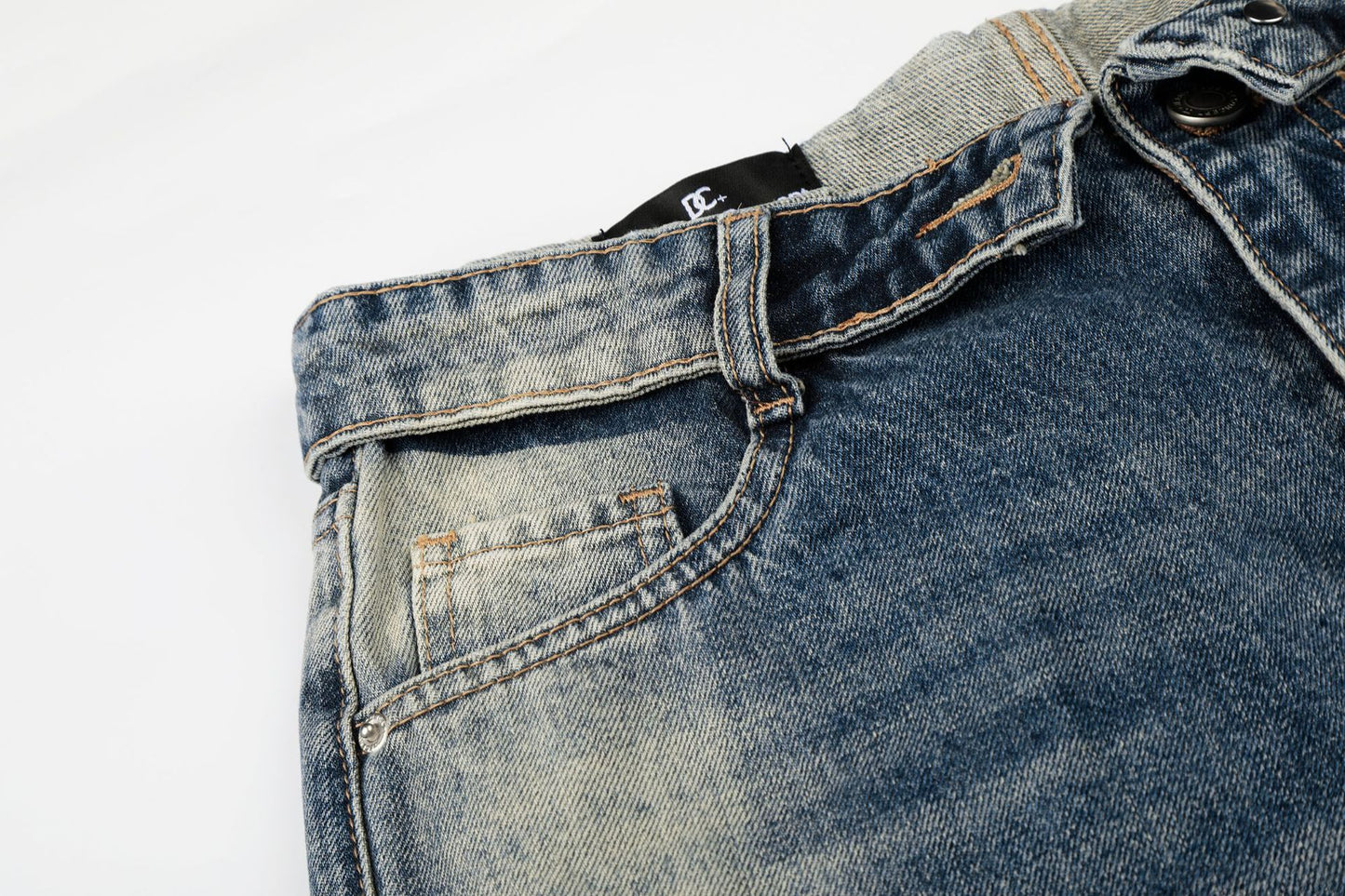 Washed Whiskers Lightning Wide Leg Denim Jeans WN25826