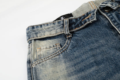 Washed Whiskers Lightning Wide Leg Denim Jeans WN25826