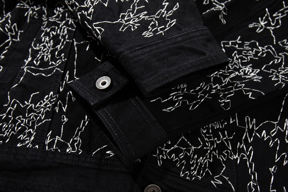 Allover Line Embroidery Denim Jacket WN28087