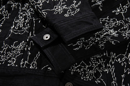 Allover Line Embroidery Denim Jacket WN28087