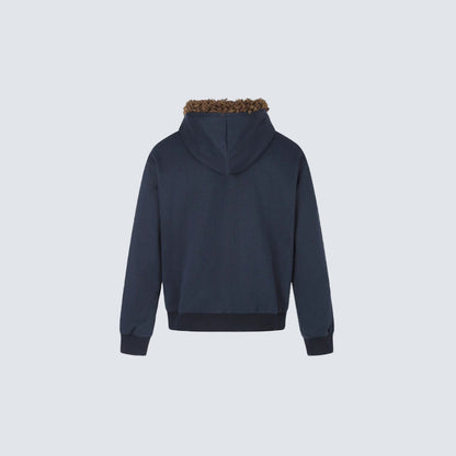 Fake Fur Graphic Print Zipper Hoodie WN27790
