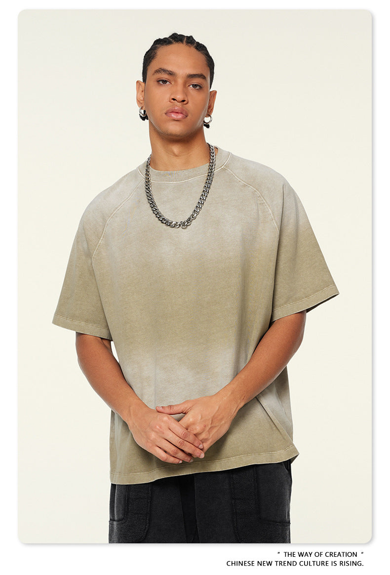 Washed Gradient Raglan Sleeve T-Shirt WN6065