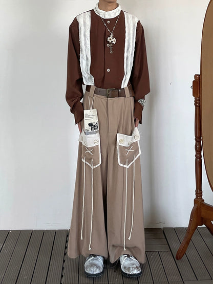 Fringe Draping Wide Leg Pants WN19971