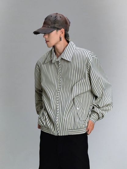 Cleanfit Vertical Stripe Lapel Zipper Jacket WN8428