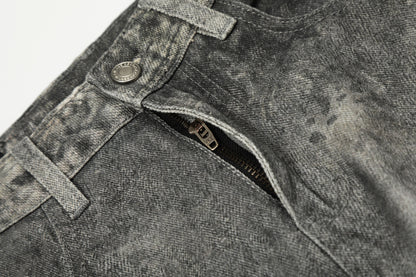 Washed Wide Leg Curved Denim Jeans WN23033