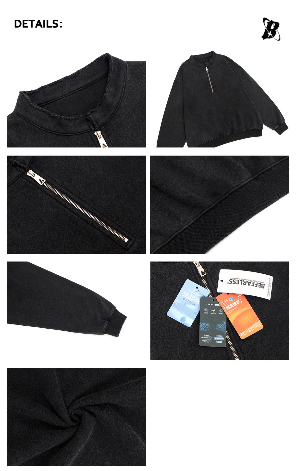 Washed Heavyweight Half-Zip Boxy Sweatshirt WN26393