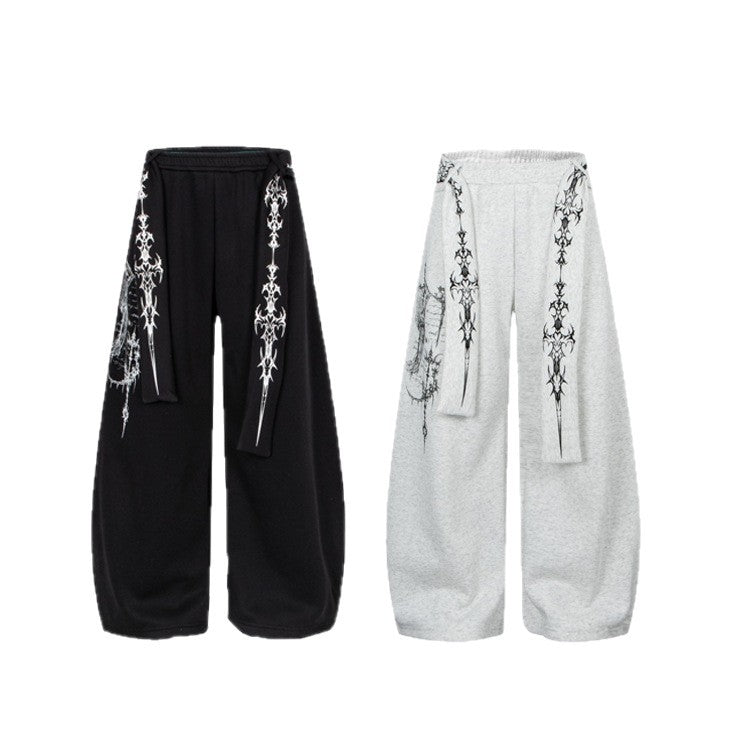 Art Graphic Strap Wide Leg Sweatpants WN27793