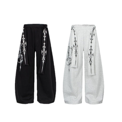Art Graphic Strap Wide Leg Sweatpants WN27793