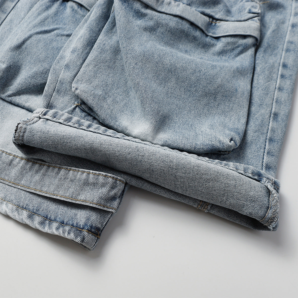 Multi-Pocket Washed Wide-Leg Cargo Denim Jeans WN11280