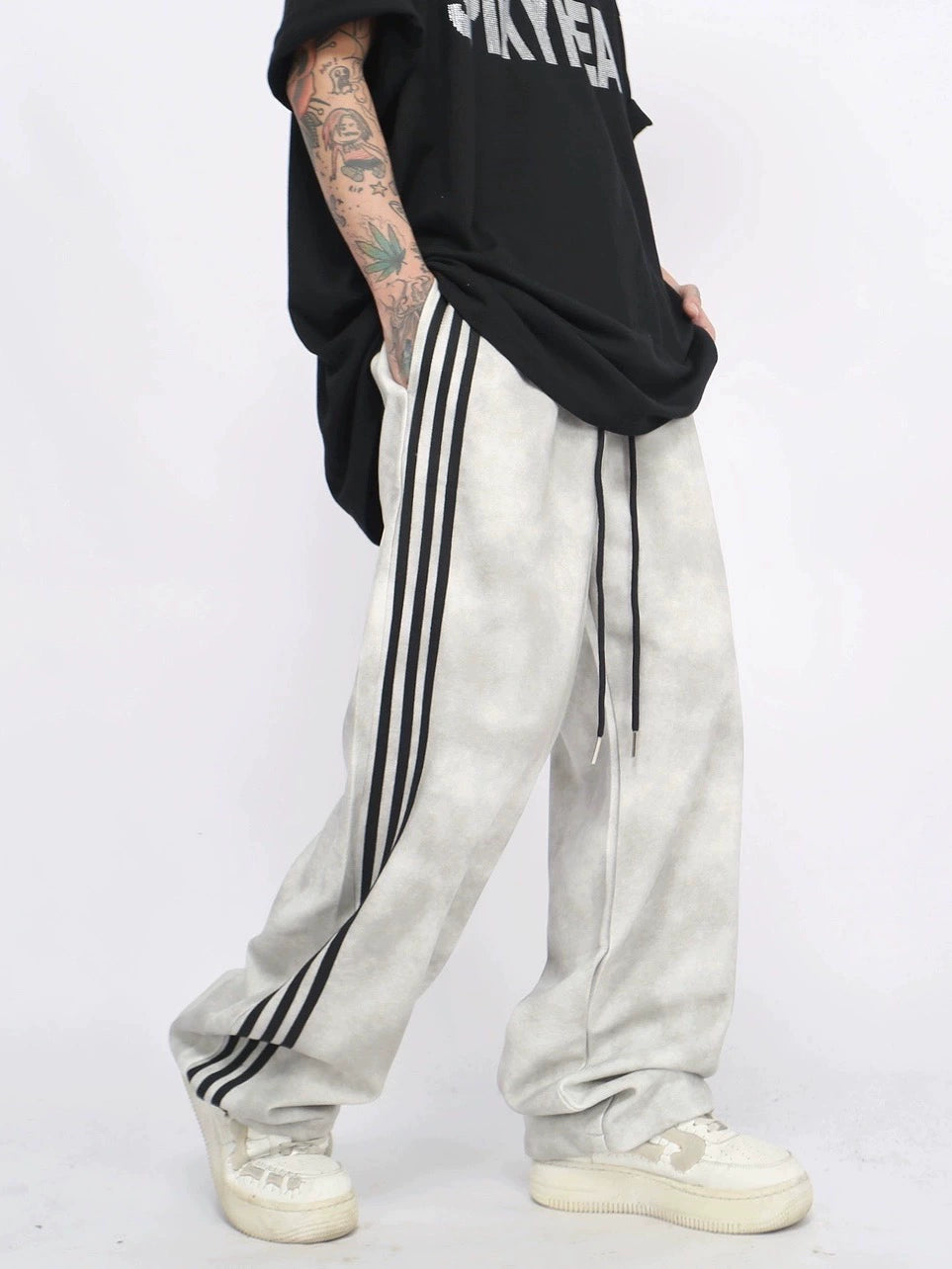 Washed Side Striped Sporty Pants WN8355