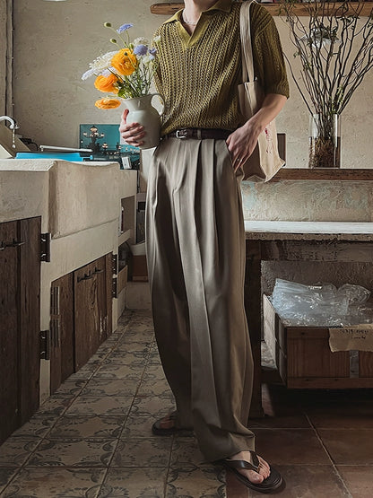 Oversize Short Sleeve Knit Polo Shirt WN20307