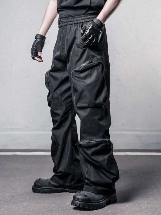 Multi-Pocket Zipper Wide Leg Cargo Pants WN22529
