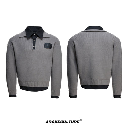 Fake Layered Wool Blend Short Knit Sweater WN23323