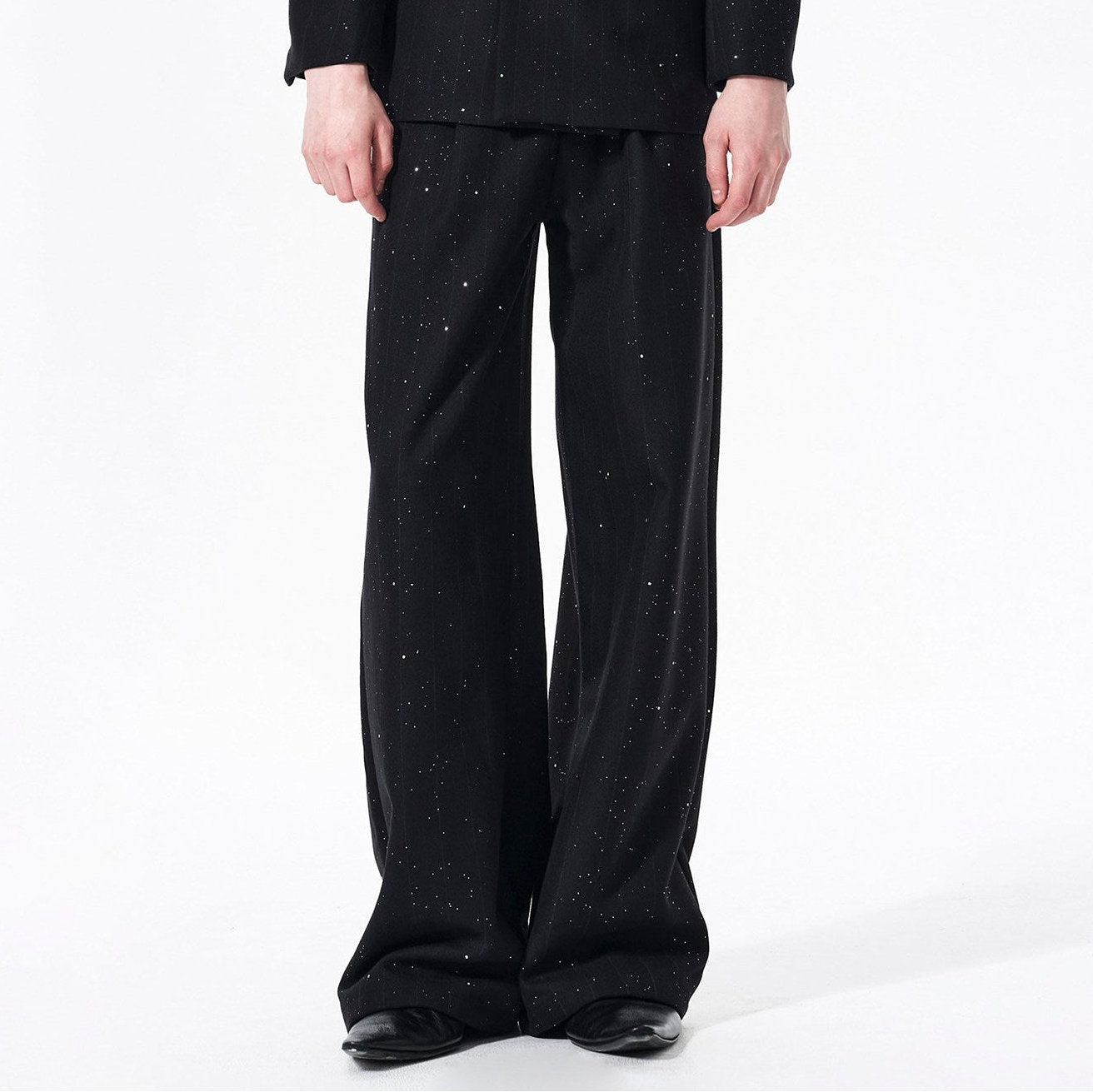 Star Pattern Double-Breasted Shoulder-Pad Tailored Jacket & Trousers Setup WN23285