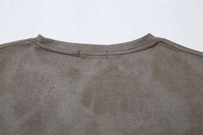 3D Embroidery Suede Oversize Short Sleeve T-Shirt WN15082