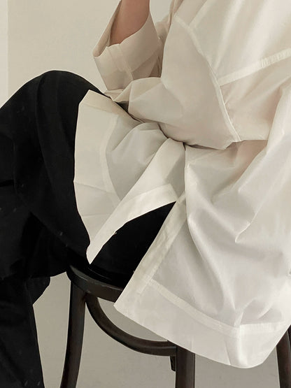 V-Neck Plain Long Sleeve Shirt WN21484