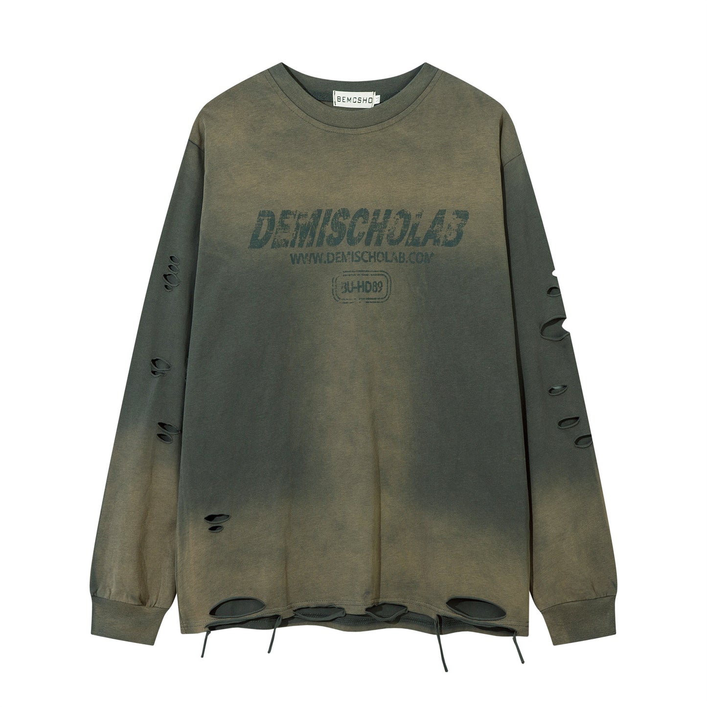 Damage Washed Gradient Letter Print Oversize Sweatshirt WN11174