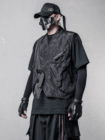 Multi-Pocket Metal Buckle Vest WN22438