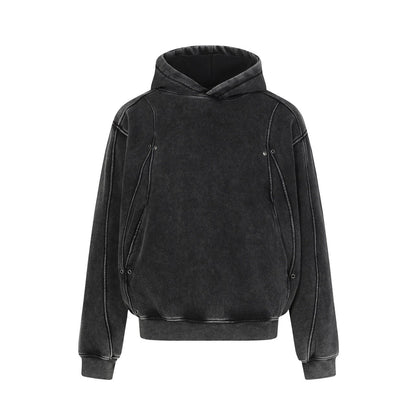 Washed Deconstructed Spliced Oversize Hoodie WN24463