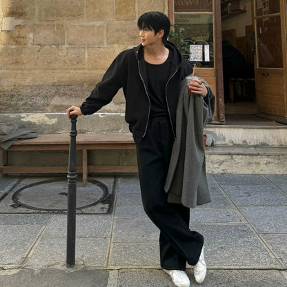 Double Zipper Hoodie & Straight Pants Setup WN20235