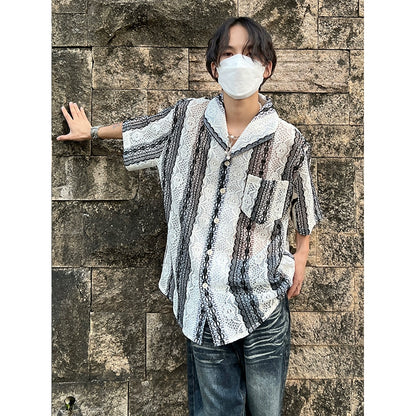 3D Embroidery Hollow-Out Short Sleeve Shirt WN19957