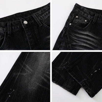Whisker Paint Straight Denim Jeans WN26759