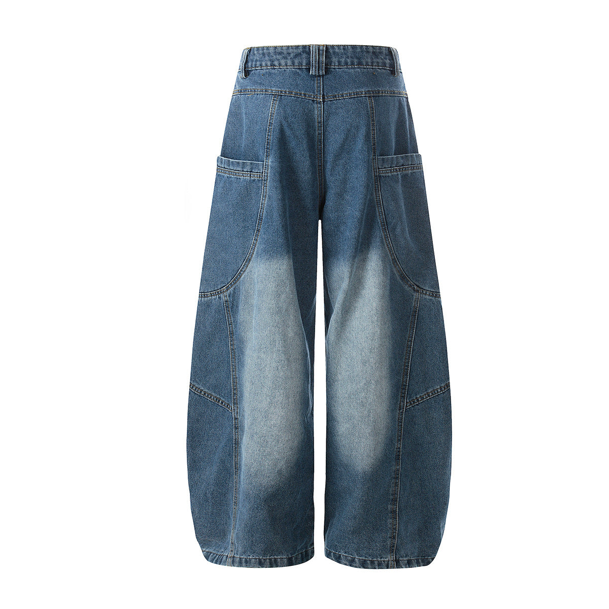 Curved Wide Leg Patchwork Denim Jeans WN25680