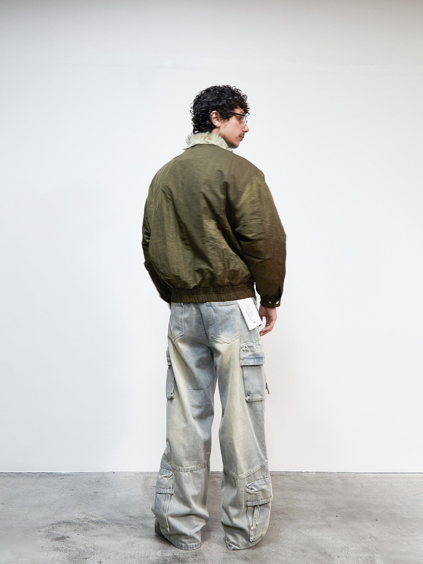 Fake Fur Collar Oversize Short Padded Jacket WN22920