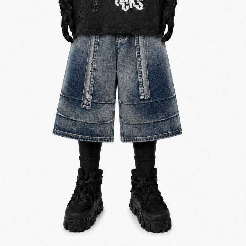 Denim Workwear Wide Leg Half Pants WN27941