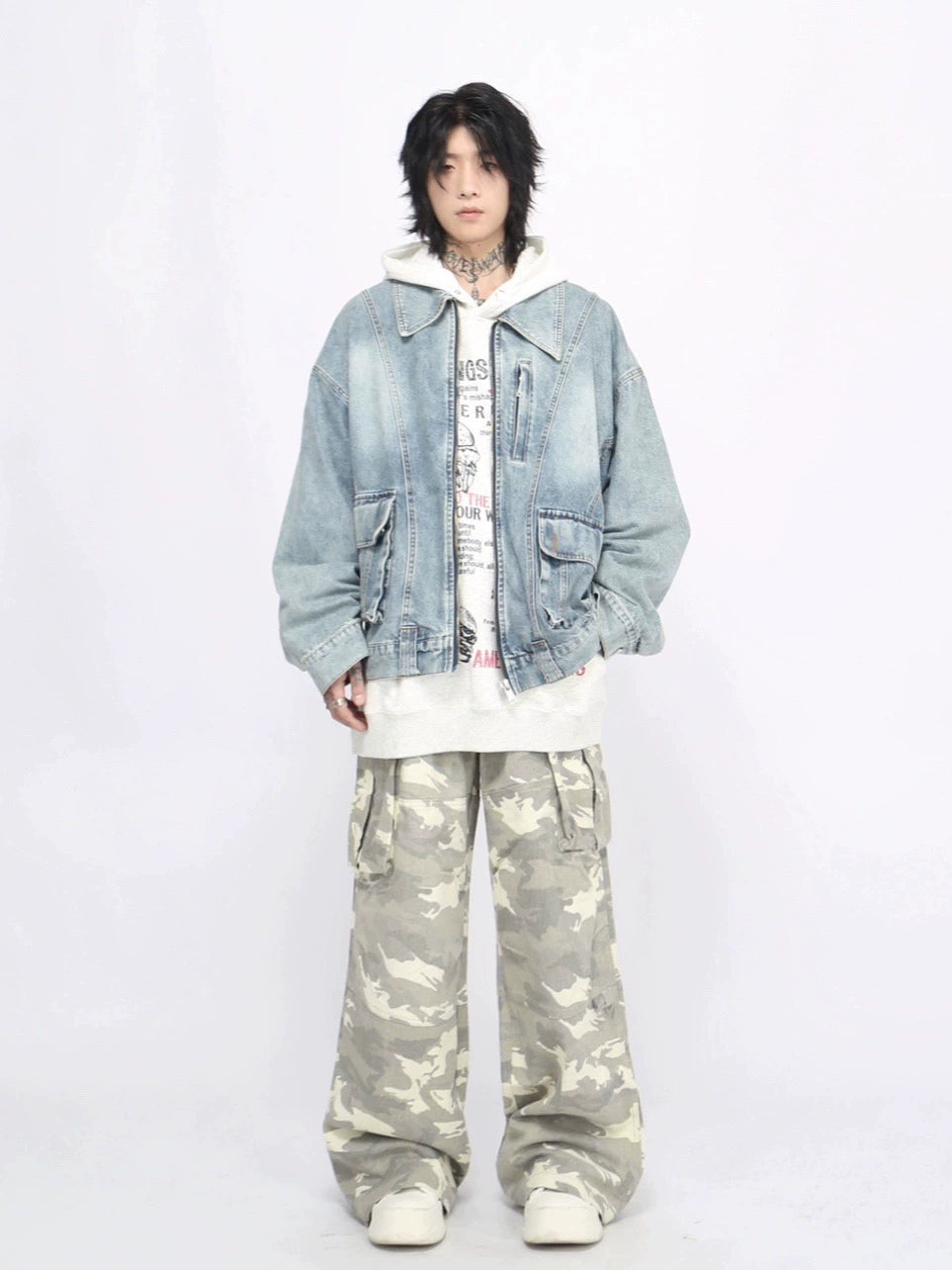 Oversize Zipper Denim Jacket WN8348