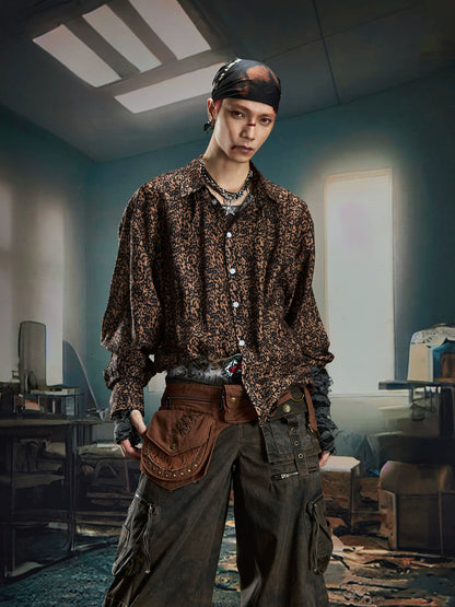 Leopard Print Oversize Long Sleeve Shirt WN20565