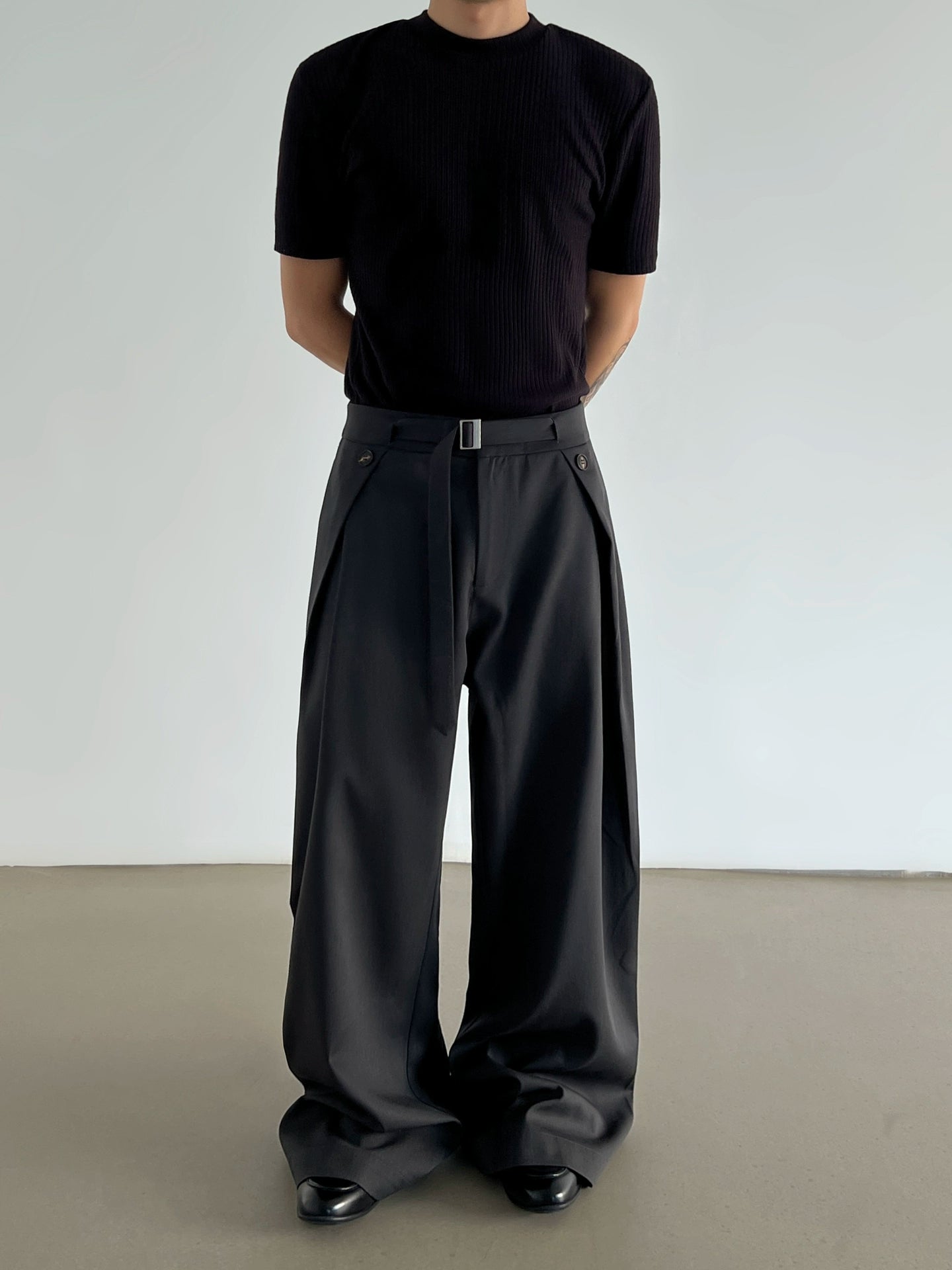 Pleats Linen Wide Leg Trousers WN21454