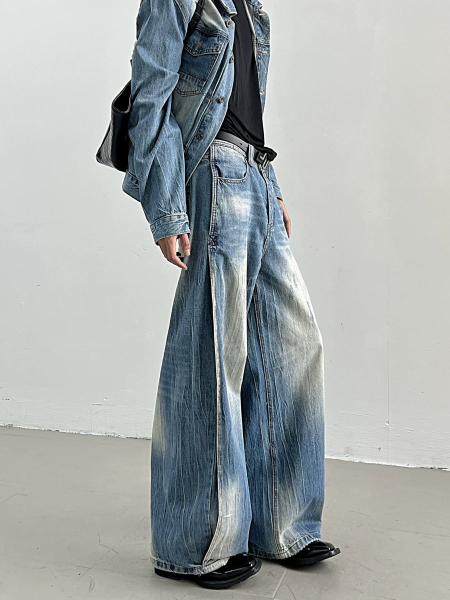 Denim Jacket & Wide-Leg Denim Jeans Setup WN11650