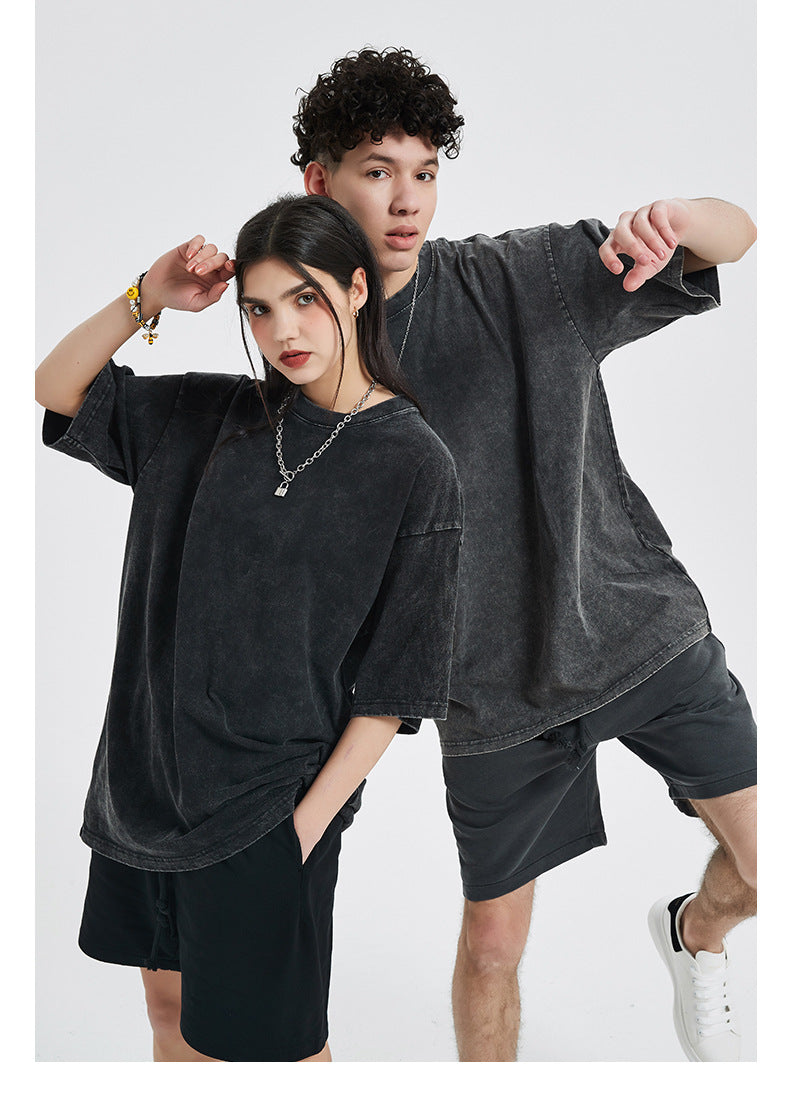 Vintage Dyed Oversize Short-sleeve T-shirt & Vintage Dyed Short Sweatpants Setup WN6631-K
