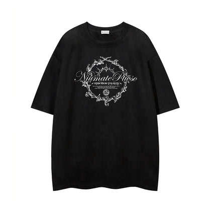 Thorn Letter Print Short Sleeve T-Shirt WN26959