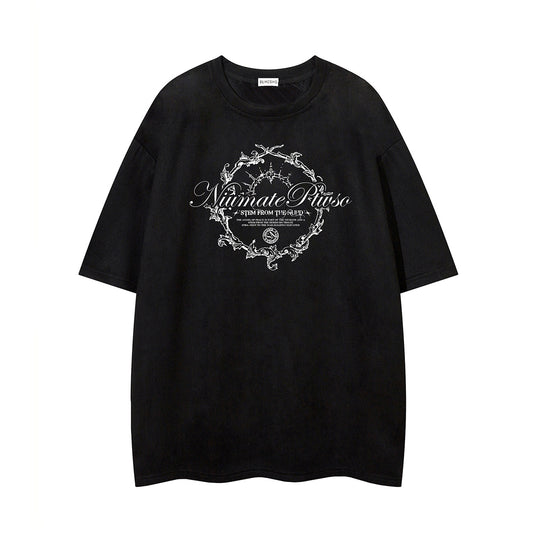 Thorn Letter Print Short Sleeve T-Shirt WN26959