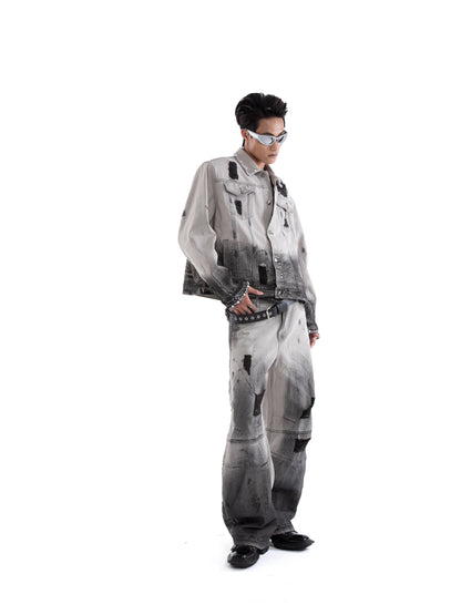 Pearl Damage Washed Denim Jacket & Denim Jeans Setup WN20657