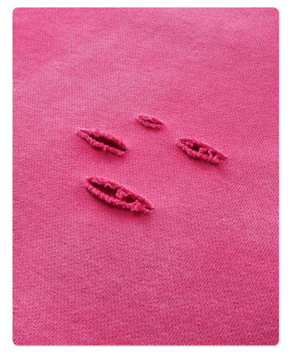 Washed Irregular Hole Water Spray Print Hoodie WN7795