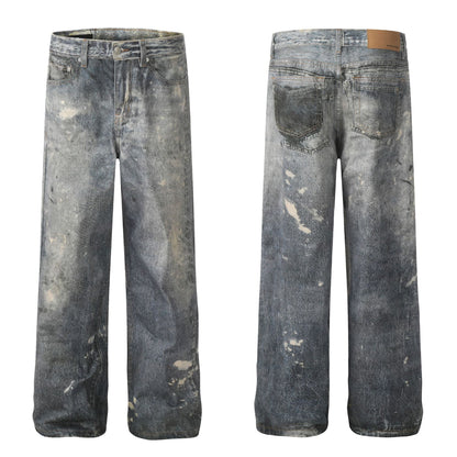Spray Paint Damage Denim Jeans WN25886