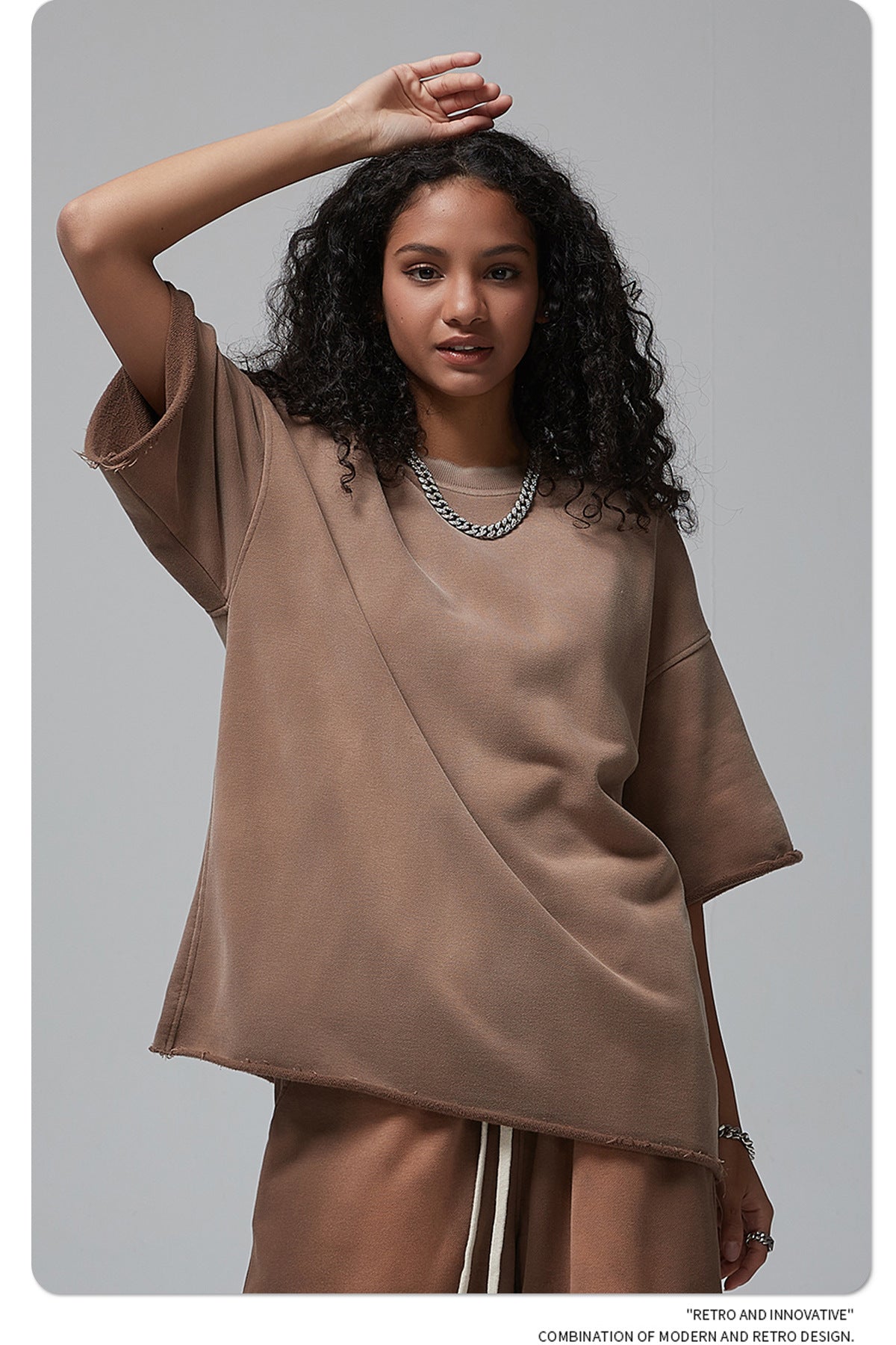 Oversize Spray-dyed Short-sleeve T-shirt & Spray-dyed Short Sweatpants Setup WN6639