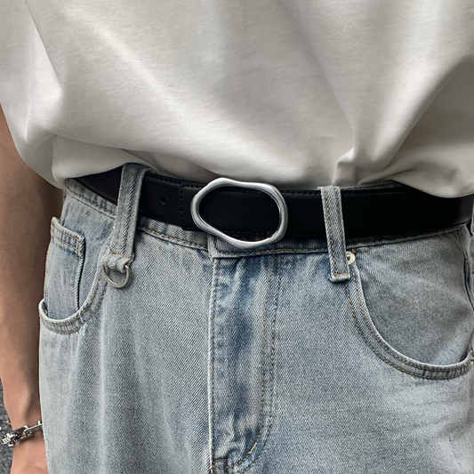 Metal Buckle Cowhide Leather Belt WN25246