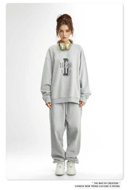 Print Oversize Crewneck Sweatshirt WN9949