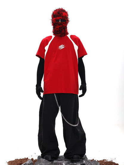 Color Block Patchwork Short Sleeve T-Shirt WN18678