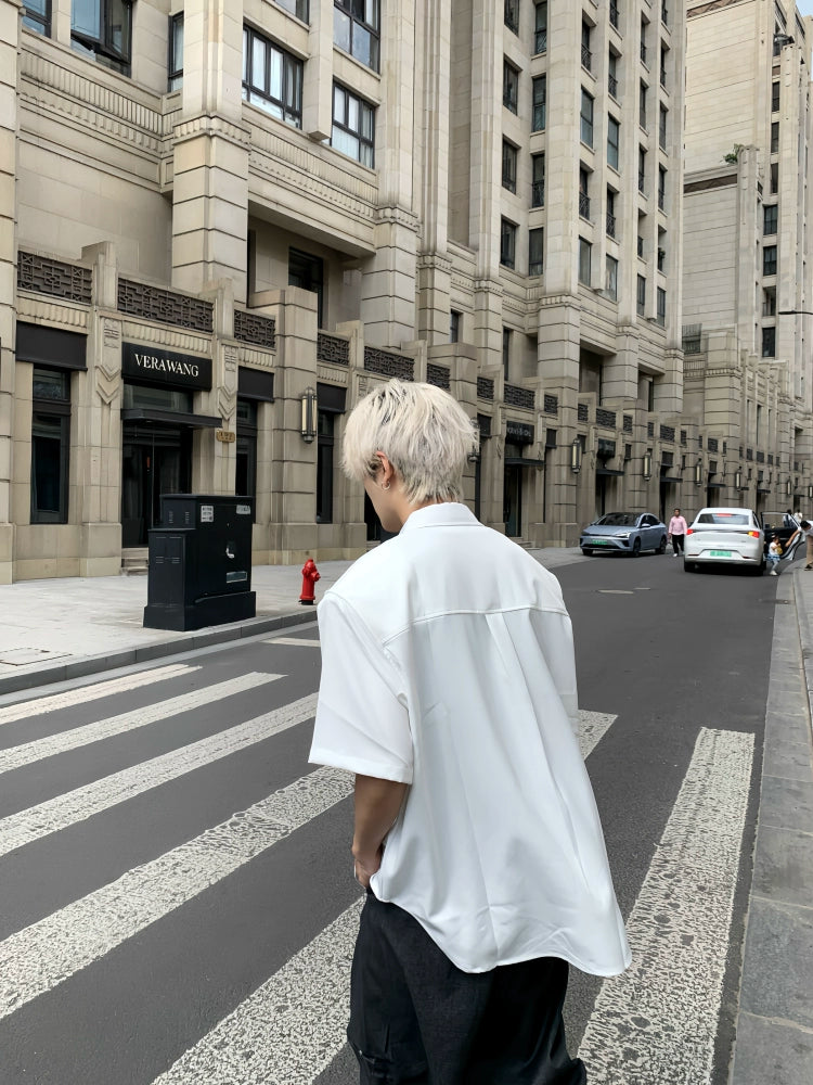 Letter Print Design Short Sleeve Shirt WN19799